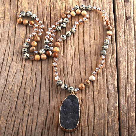 RH Fashion Boho Jewelry Natural Stones and Crystal With Druzy Drop Pendant Necklaces Women Necklace Gift Dropship - Charlie Dolly