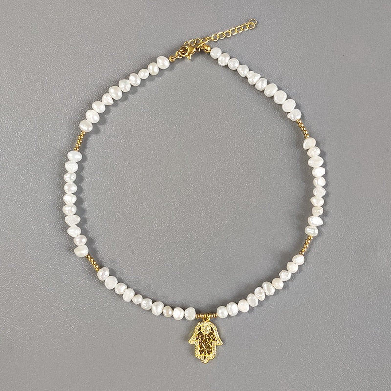 Hand-Made Exquisite Natural Stone Beaded Necklace Charm Eye Pattern Accessory Pendant Women Retro Fashion Neck Jewelry Колье - Charlie Dolly