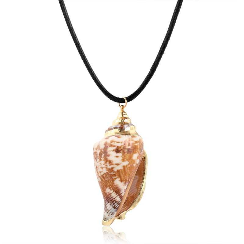 Hesiod Antique Gold Color Chain Summer Beach Jewlery Starfish Shell Pendant Necklace for Women - Charlie Dolly