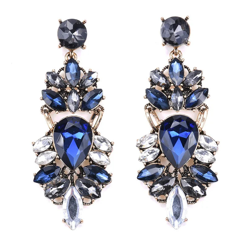 Boho Ethnic Water Crystal Drop Earrings Women's Jewellery Geometric Statement Long Dangle Earring Femme Indian Big Earring