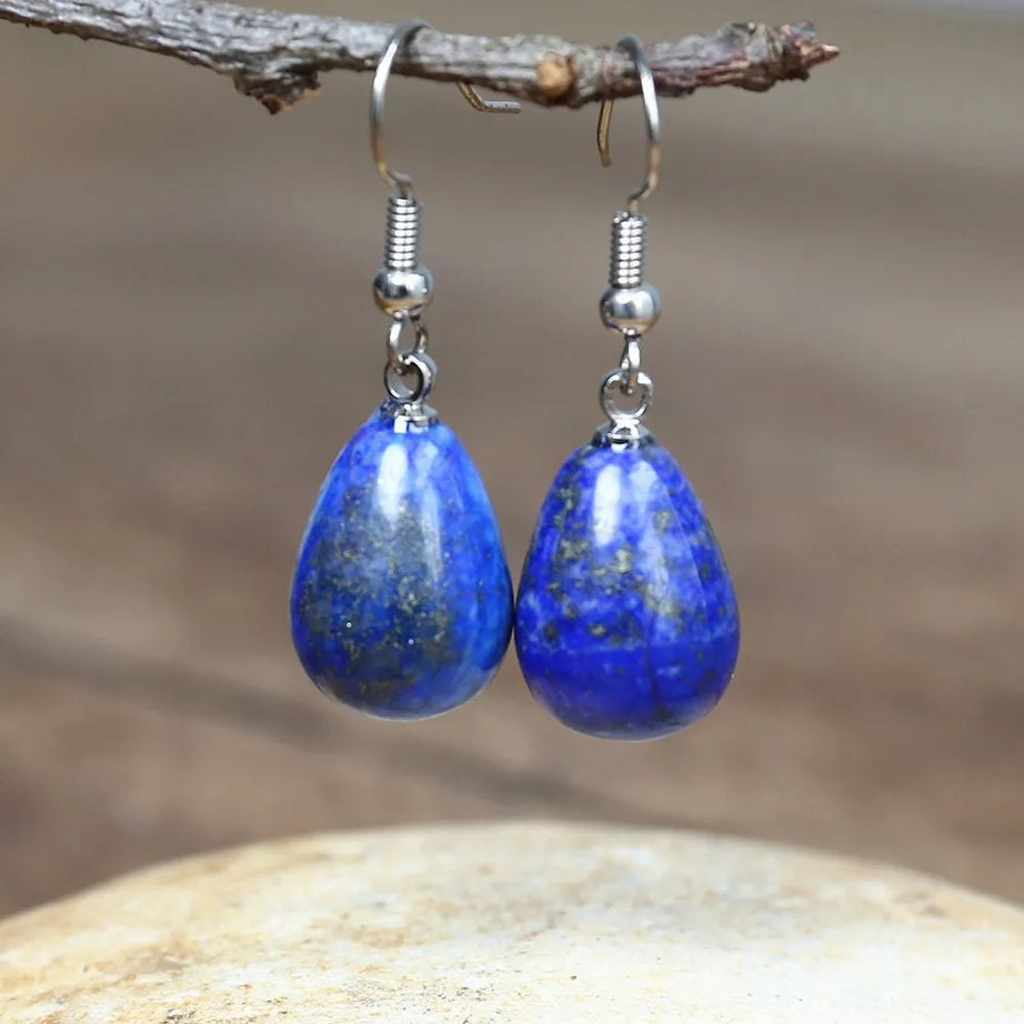 Lapis Lazuli Natural Stone Earrings for Women Fancy Drop Earring Elegant Dangle Earrings Bold Jewelry Dropship Gifts - Charlie Dolly