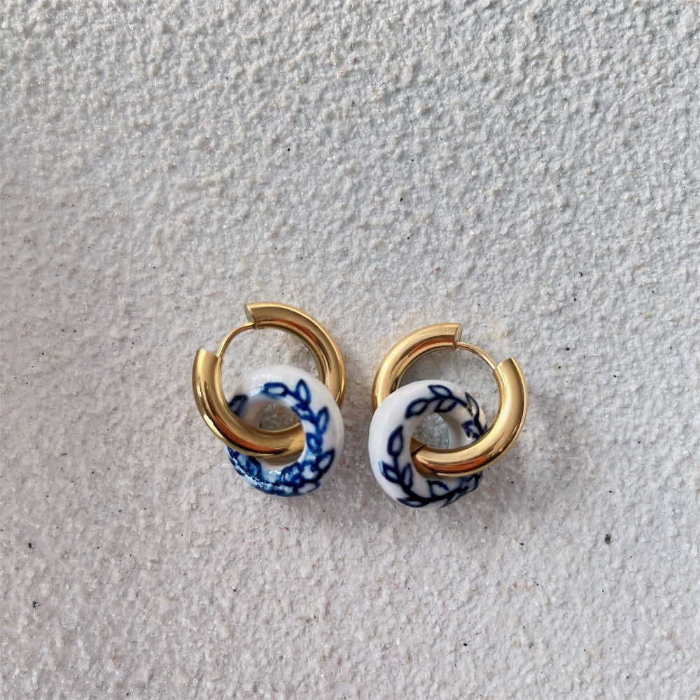 Fashion Pie pair semi-precious Lapis lazis Natural Gem beads Heart of Love Pendant Charm Women&#39;s Earrings Jewelry 2022 - Charlie Dolly