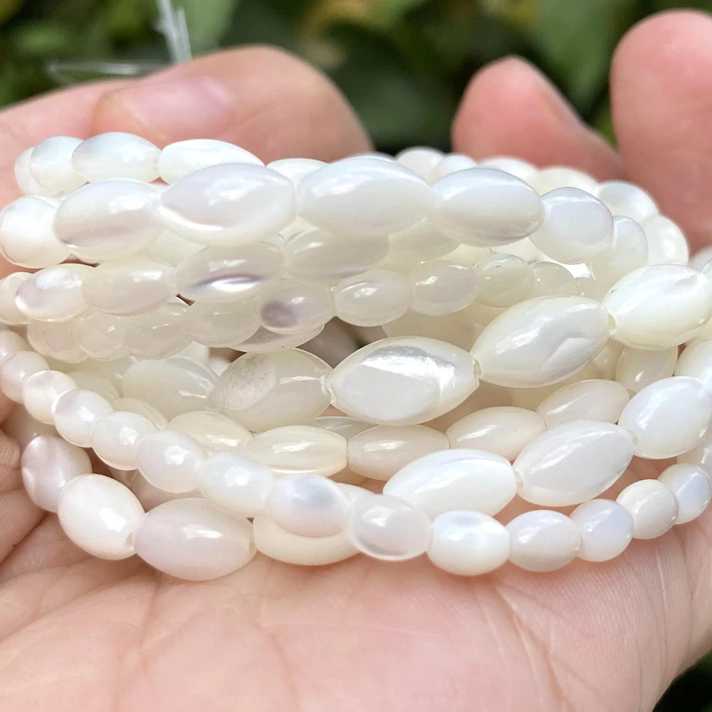 White Oval Natural Sea Shell Beads Mother Of Pearl Shell Loose Beads For Jewelry Making Diy Necklace Bracelet Accessories