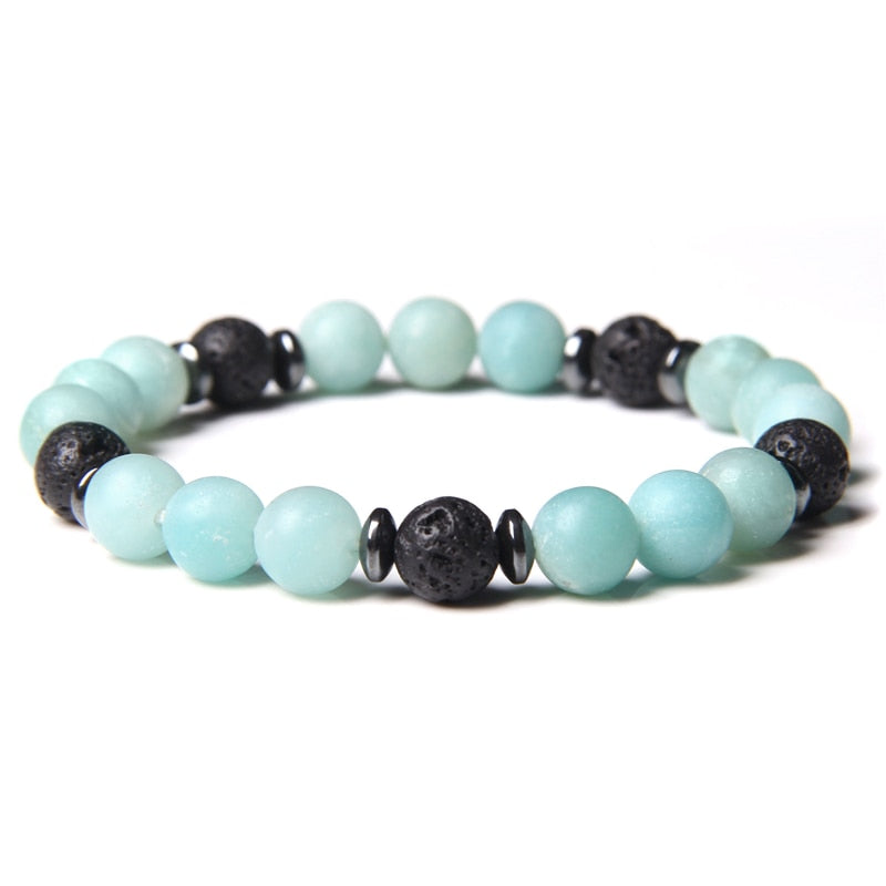 Natural Pink Zebra Stone Beads Bracelet 8mm Lava Volcanic Beaded Charm Bracelet Yoga Jewelry for Women Men Friendship Bracelet - Charlie Dolly