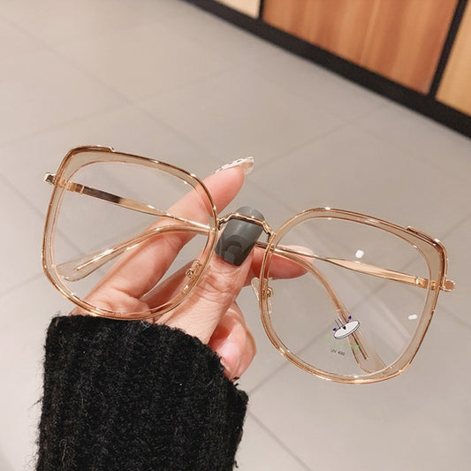 SO&EI Fashion Oversized Square Women Glasses Frame Vintage Clear Anti-Blu-Ray Eyewear Men Optical Pink Frame Computer Goggle - Charlie Dolly