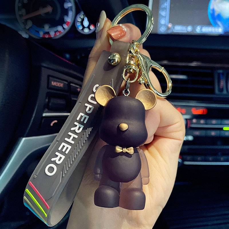 Cute Crystal Keychain Charm Tie The Bear Pendant For Women Bag Car KeyRing Mobile Phone Fine Jewelry Accessories Kids Girl Gift - Charlie Dolly