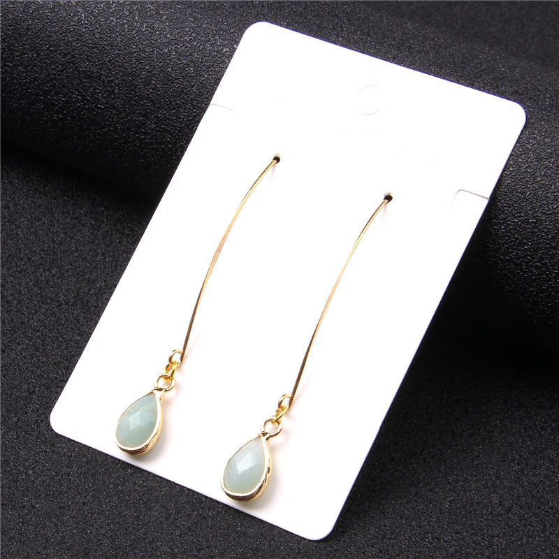 Tear Drop Earings For Women Natural Amethysts Pendant Drop Earrings Elegant Party Jewelry Women Long Dangle Earrings Femme Gifts