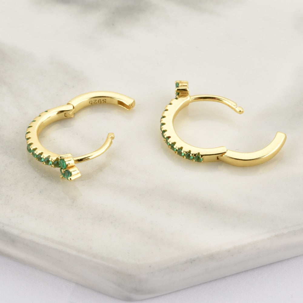 ANDYWEN 925 Sterling Silver Turquoise Hoops Earring Piercing Luxury Zircon CZ Round Loops Ohrringe Pendientes Fashion Fine Jewel - Charlie Dolly