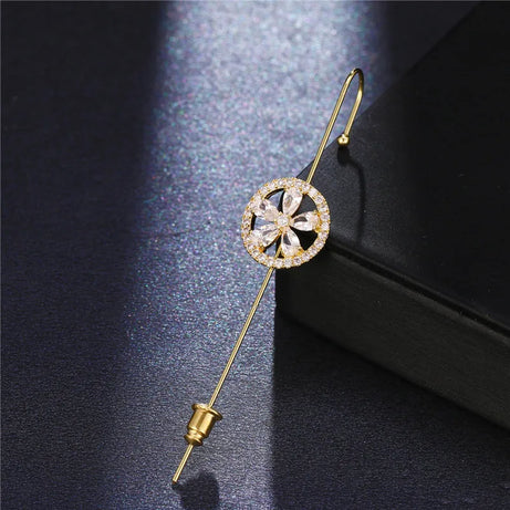 Gold Zirconia Ear Crawler Climber Earrings Jewelry