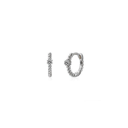 ANDYWEN 925 Sterling Silver 8mm Beads Huggies Middle Hoop Crystal Women Party Piercing Pendiente Clips Wedding Rock Punk Jewelry