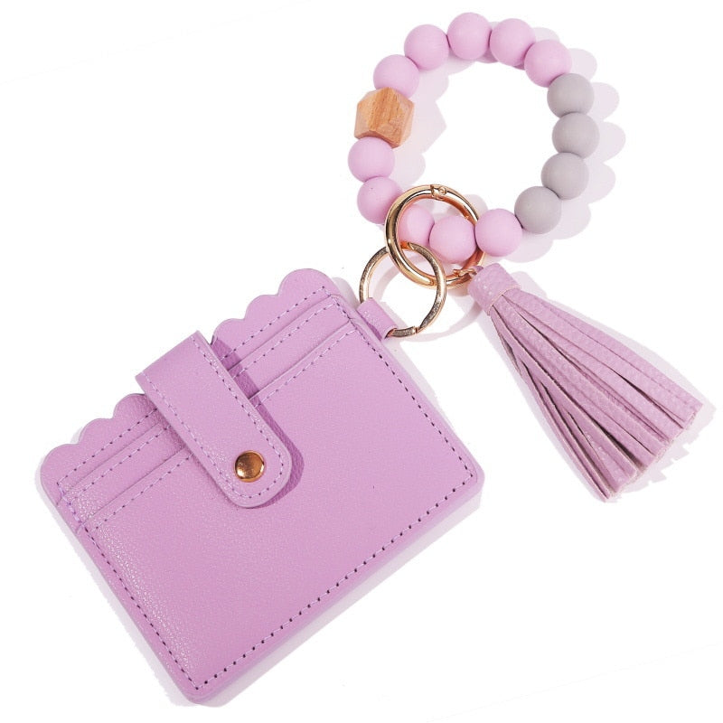 Silicone Keyring For Women Tassel Wood Beads Bracelet Keychain For Keys Multicolor Keychain Wholesale Accessories - Charlie Dolly
