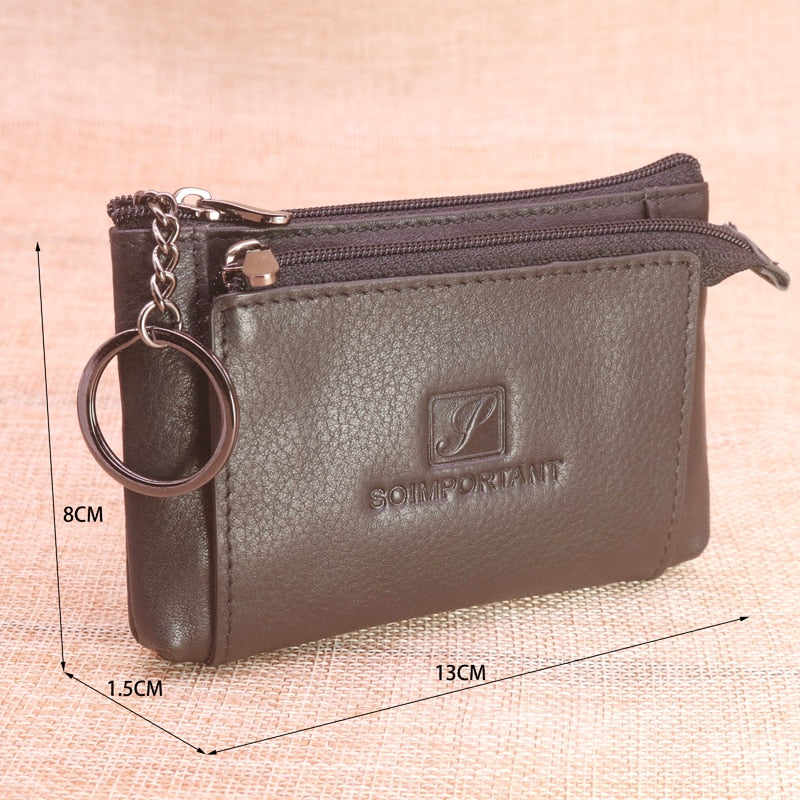 Casual 100% Genuine Leather Coin Purses Wallets For Women And Men Clutch Card Holder Pouch Female Money Pocket Zipper Key Bags - Charlie Dolly