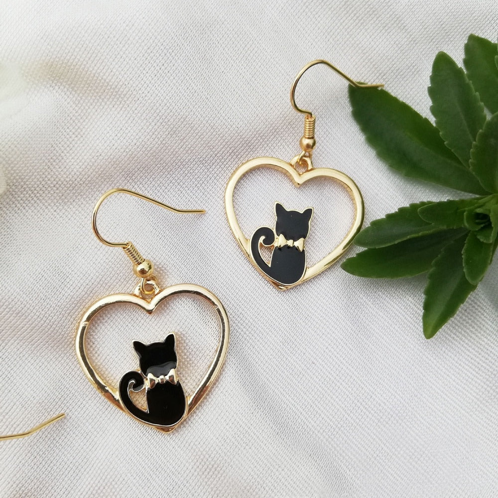 Cute Fashion Asymmetric Cat Rabbit Moon Star Stud Earrings For Women Girls Fan Flower Heart Fish Eardrop Wedding Dangle Jewelry - Charlie Dolly