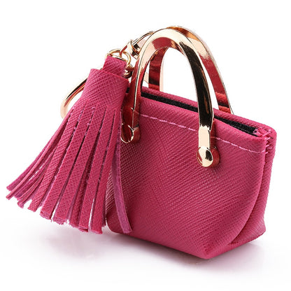 ZG Mini Small Bag Keychain Coin Purse Pink Blue Red Decoration Key Chains PU Leather Bag Storage Pendant Fashion Cute Jewelry