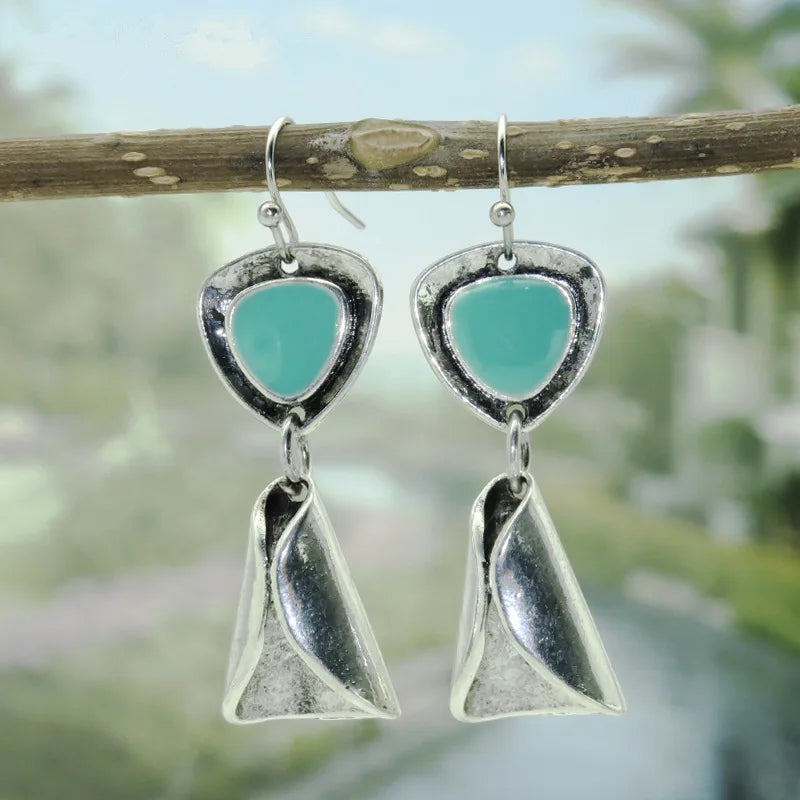 Boho Tropical Green Enamel Coconut Leaf Pearl Drop Earrings For Women Jewelry Statement Brincos Gold Dangle Earings Mujer Bijoux