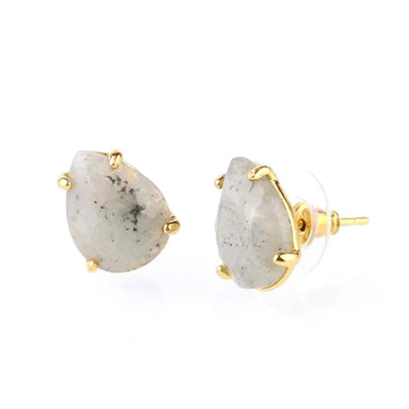 Crystal Stud Earrings for Women Girls Waterdrop Round Oval Shape Natural Lapis Lazuli Amethyst Faceted Stone Earring Jewelry - Charlie Dolly