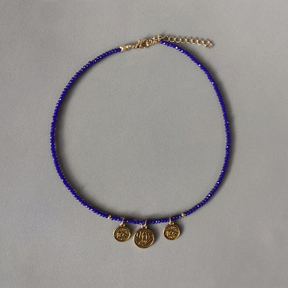 Hand-Made Exquisite Natural Stone Beaded Necklace Charm Eye Pattern Accessory Pendant Women Retro Fashion Neck Jewelry Колье