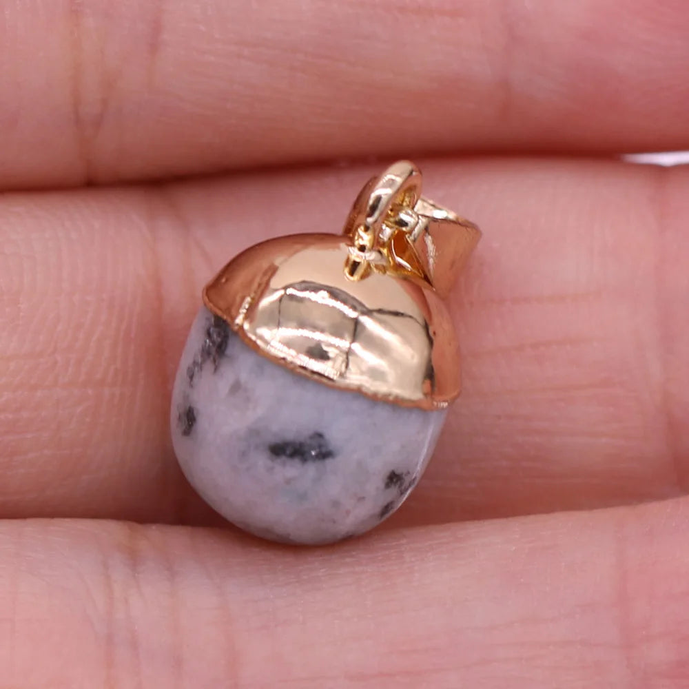2pc Natural Stone Pendants Reiki Heal Small Round Lapis lazuli Opal for Trendy Jewelry Making Necklace Earrings Gift