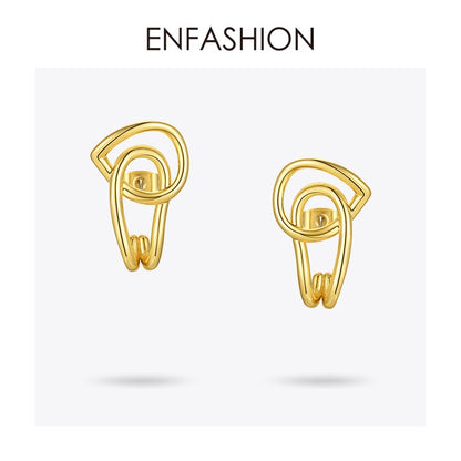 ENFASHION Interlaced Stud Earrings For Women Gold Color Geometric Piercing Earings Fashion Jewelry Friends Gifts Brincos E201186