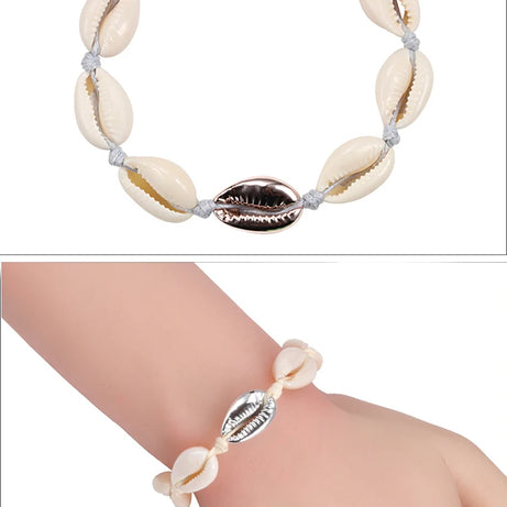 Handmade Cowrie Shell and Conch Boho Bracelet
