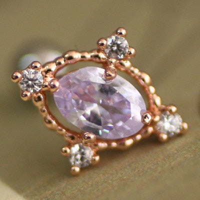 1Pcs INS Little Butterfly Stud Tragus Earring For Women Acrylic Rainbow Titanium Steel Screw Piercing Mid Low Helix Earring - Charlie Dolly