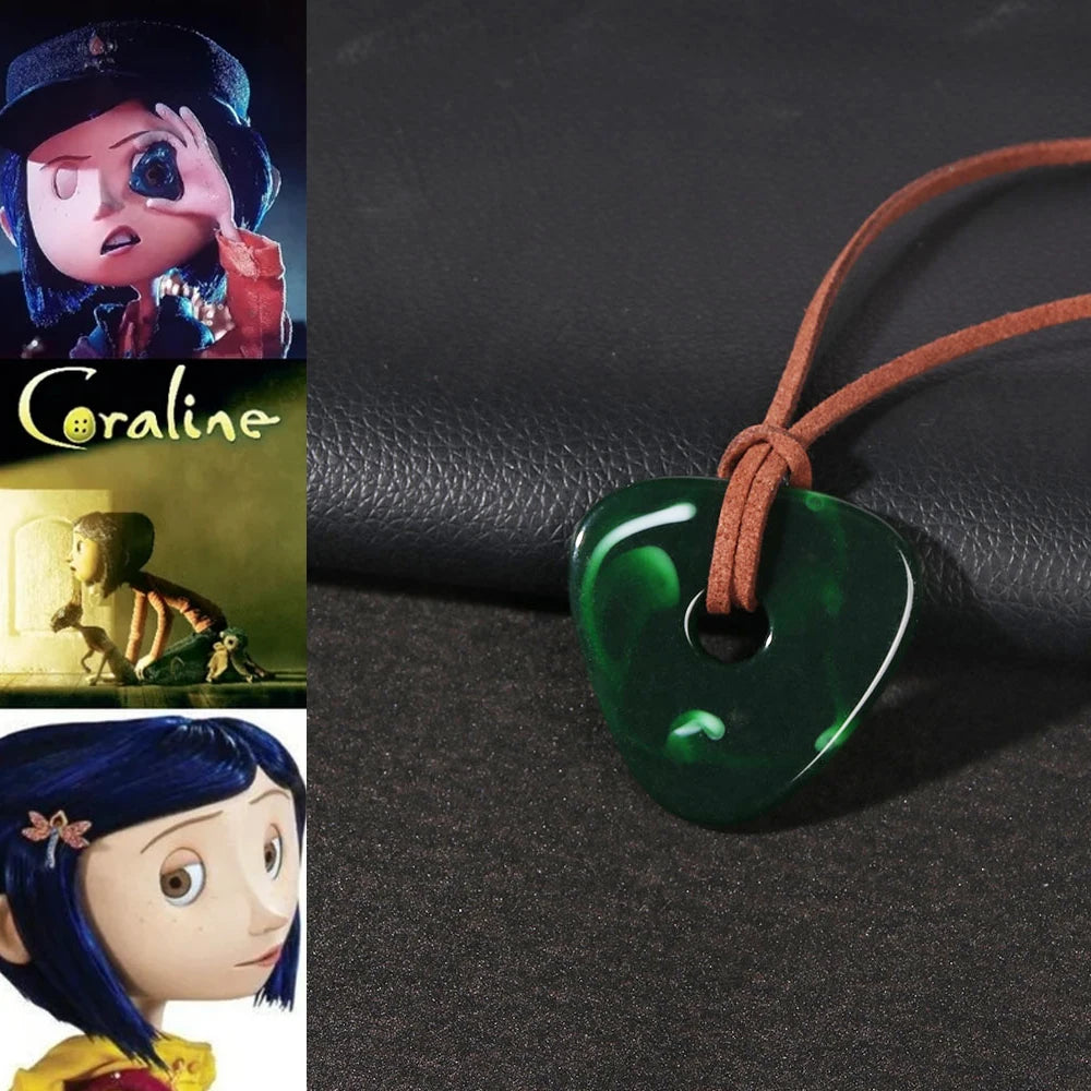 Coraline Seeing Stone Skeleton Key Pendant Necklace Dragonfly Hair Clip Set Halloween Jewelry Accessories - Charlie Dolly