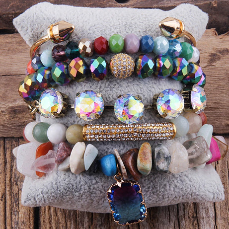 Fashion Boho Natural Stone Beaded Bracelet Jewelry Multi 6pc Stack Bracelet & Bangle Sets For Women Gift - Charlie Dolly