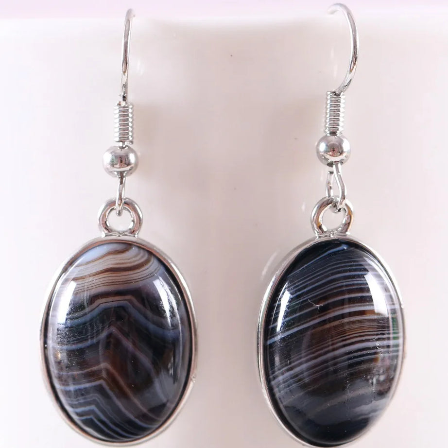 White Opal Lapis Cabochon Drop Earrings Jewelry