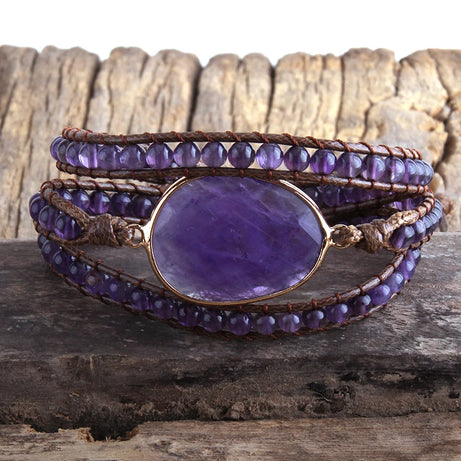 3-Strand Natural Stone Wrap Bracelet
