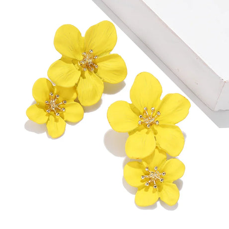 Metal Flower Stud Earrings Jewelry