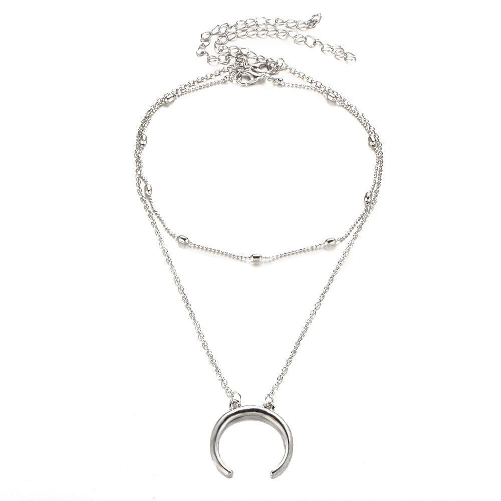 2023 Boho Necklaces &amp; Pendants Vintage Multilayer Choker Necklace Women Fashion Collar Collier Femme Moon Jewelry Accessories - Charlie Dolly