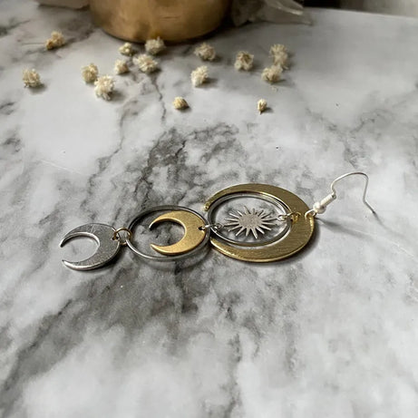 Crescent Moon Phase Drop Earrings