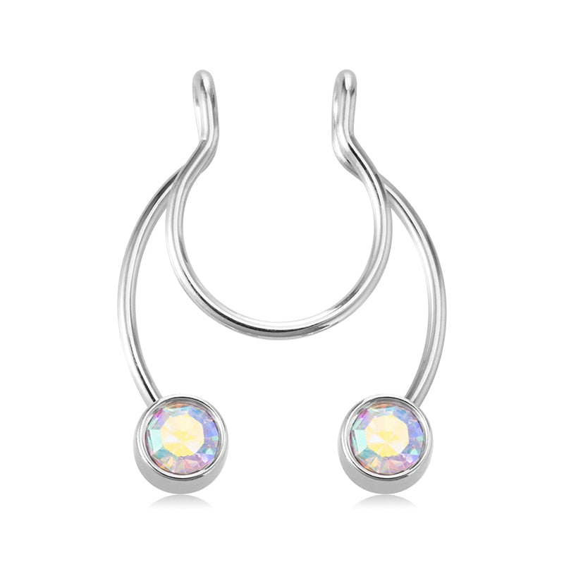 1-5pcs New Fake Nose Piercing Fake Nose Ring Hoop Septum Rings Surgical Steel Colorful Fake Piercing Nose Piercings Jewelry 20G - Charlie Dolly