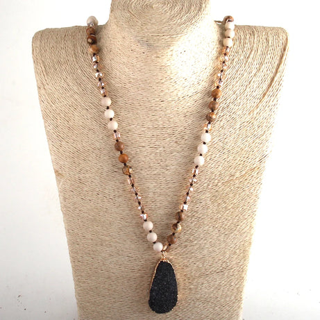 RH Fashion Boho Jewelry Natural Stones and Crystal With Druzy Drop Pendant Necklaces Women Necklace Gift Dropship - Charlie Dolly
