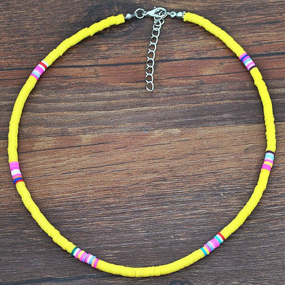 Fashion Soft Pottery Choker Necklace For Women Bohemian Colorful Clay Collar Shell Necklace Summer Beach Jewelry