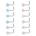 ZS 22g CZ Crystal Nose Studs Sets 12PCS/3PCS Nose Rings Studs Set Stainless Steel Nose Piercing Screws Fashion Nose Septum Rings - Charlie Dolly