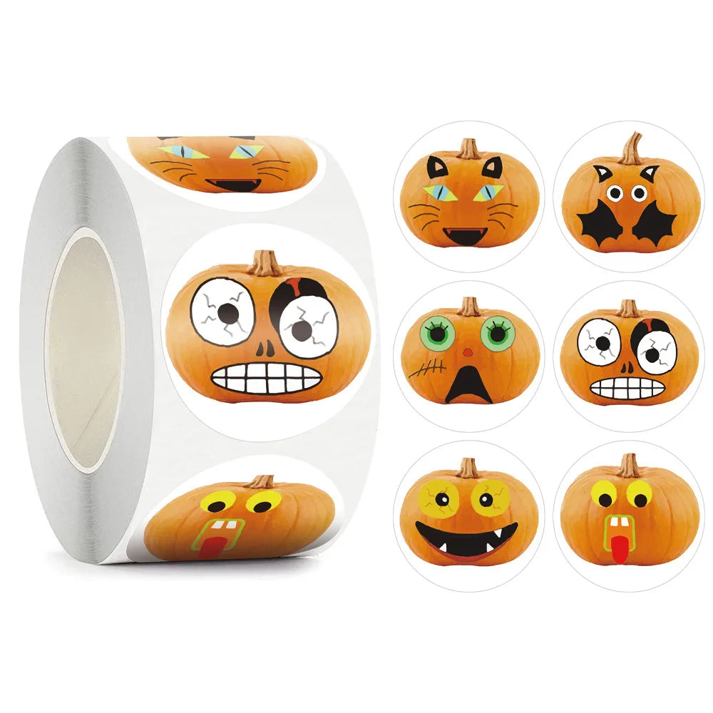 50-500pcs Halloween Stickers Round Self Adhesive Label Paper Candy Bags Stickers Package Seal Gift Packaging Sealing Crafts - Charlie Dolly