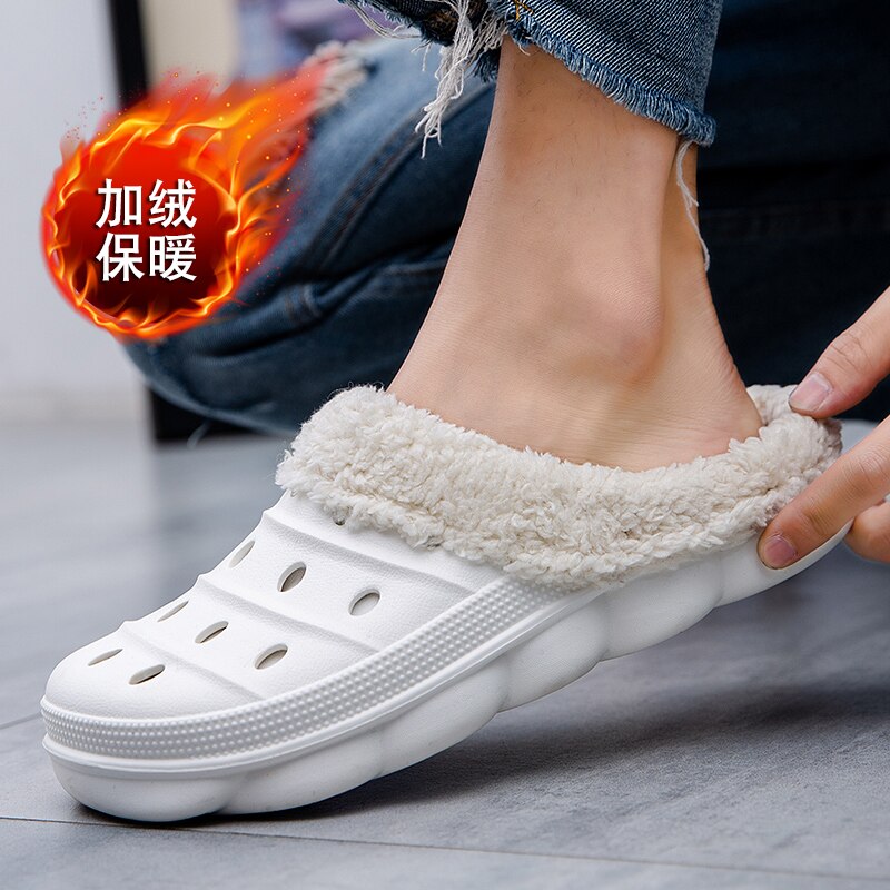 2023 Fashion Men Women Winter Light Slippers Fur Slippers Warm Fuzzy Garden Clogs Mules Slippers Home Indoor Couple Slippers Men - Charlie Dolly