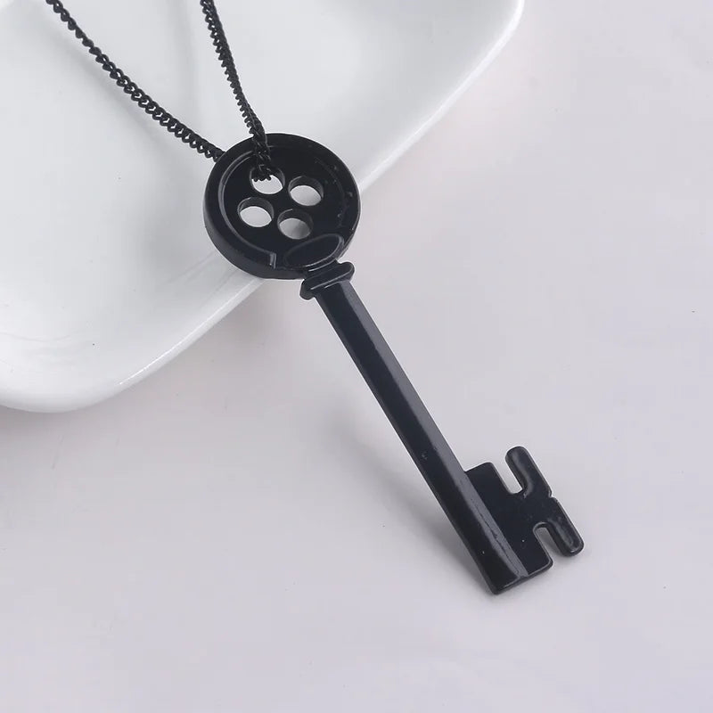 Coraline Seeing Stone Skeleton Key Pendant Necklace Dragonfly Hair Clip Set Halloween Jewelry Accessories - Charlie Dolly