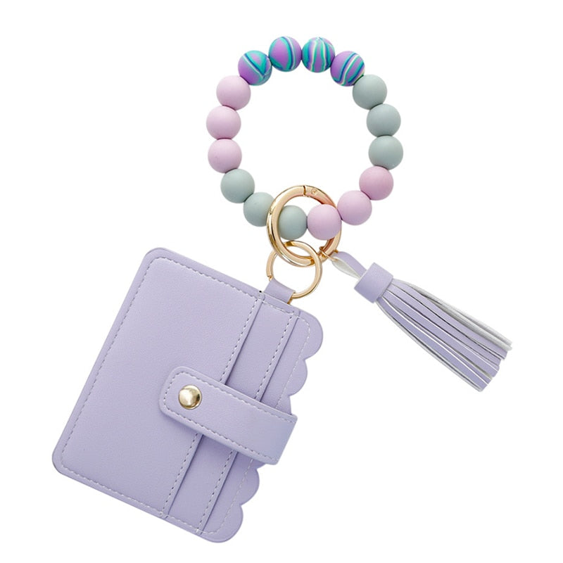 Silicone Keyring For Women Tassel Wood Beads Bracelet Keychain For Keys Multicolor Keychain Wholesale Accessories - Charlie Dolly