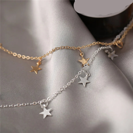 Gold Star Tassel Chain Choker Necklace Jewelry