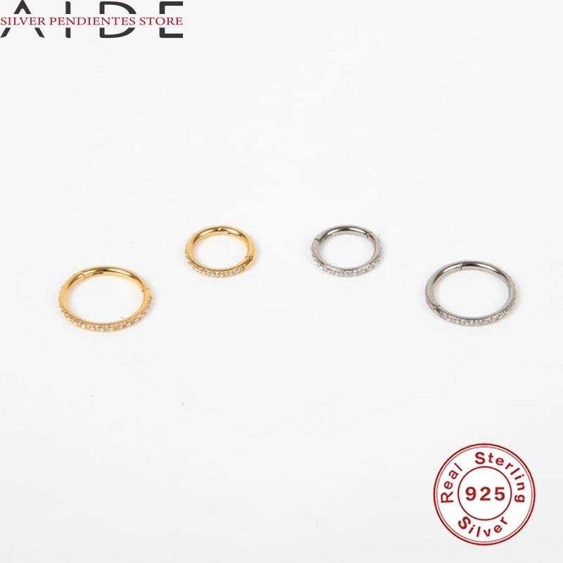 AIDE 6mm/8mm CZ Crystal Piercing Ear Tragus Cartilage Jewelry 925 Silver Nose Hoop Nose Ring 2020 Body Jewelry Wholesale - Charlie Dolly