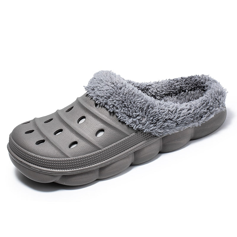 2023 Fashion Men Women Winter Light Slippers Fur Slippers Warm Fuzzy Garden Clogs Mules Slippers Home Indoor Couple Slippers Men - Charlie Dolly