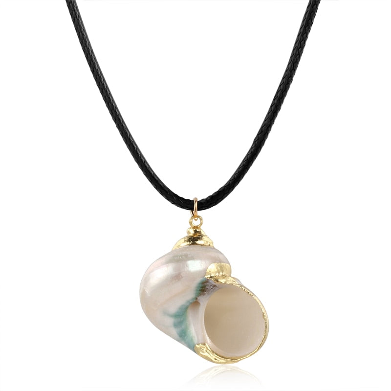 Hesiod Antique Gold Color Chain Summer Beach Jewlery Starfish Shell Pendant Necklace for Women - Charlie Dolly