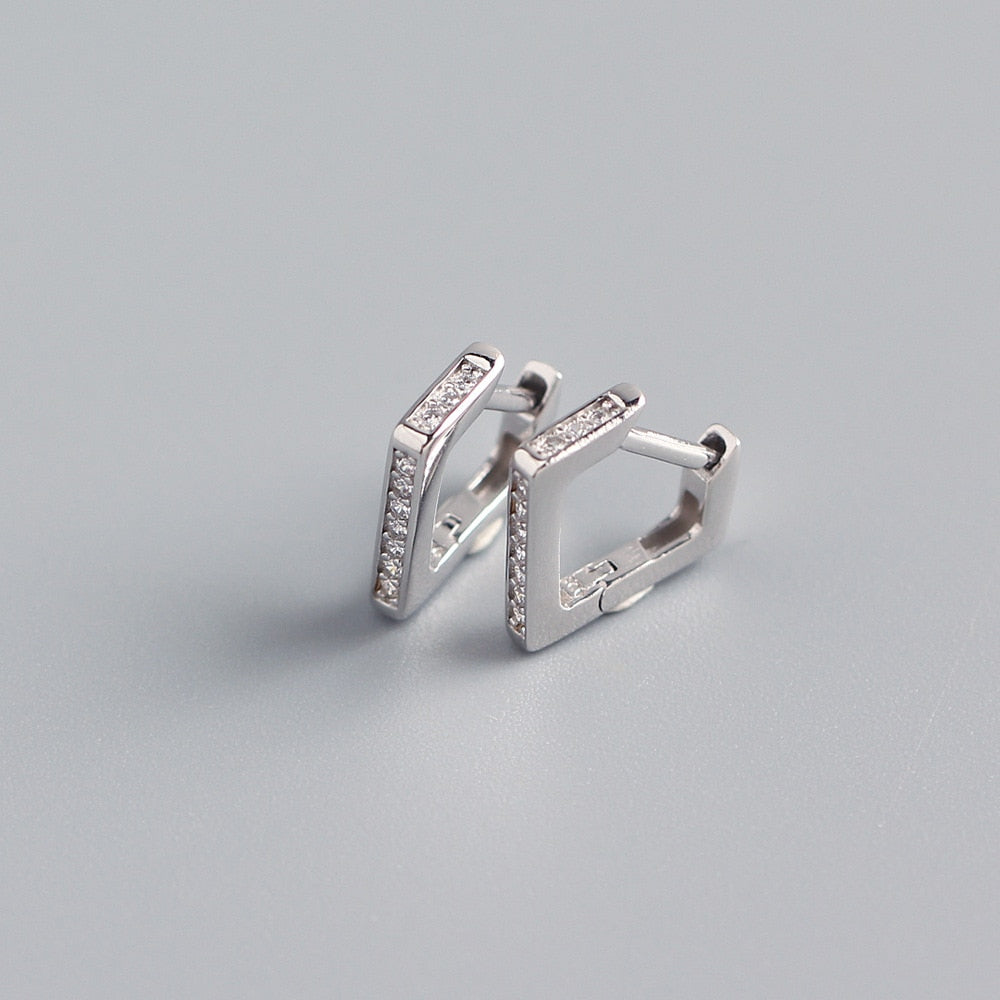 ANDYWEN 925 Sterling Silver Rhombus Triangle Zircon CZ Crystal Huggies Hoops 2021 Piercing Luxury Pendiente Jewelry Rock Punk - Charlie Dolly