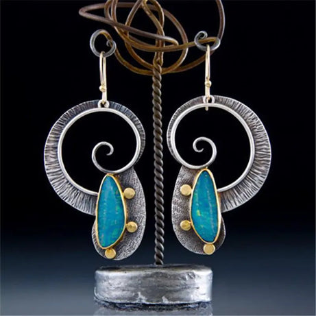 Green Enamel Coconut Leaf Pearl Drop Earrings Jewelry