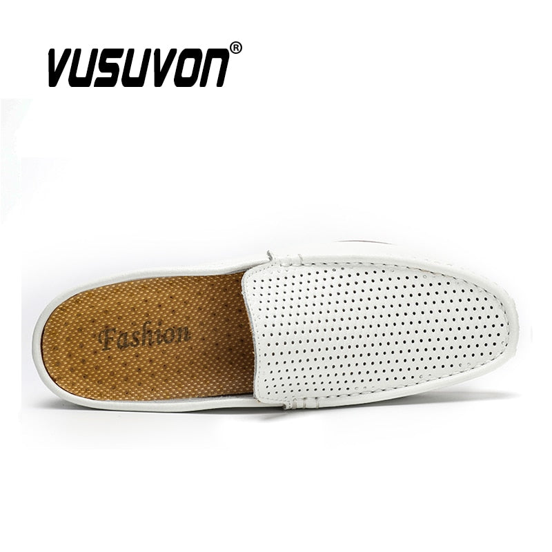 Italian Men Slippers Genuine Leather Loafers Moccasins Outdoor Non-slip Black Casual Slides Summer Spring Fashion Shoes 2020 - Charlie Dolly