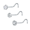 ZS 22g CZ Crystal Nose Studs Sets 12PCS/3PCS Nose Rings Studs Set Stainless Steel Nose Piercing Screws Fashion Nose Septum Rings - Charlie Dolly