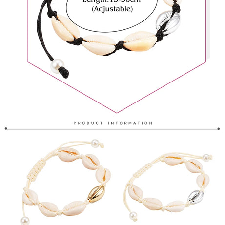 Handmade Cowrie Shell and Conch Boho Bracelet