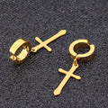 New 1 Pcs Stainless Steel Clip On Non Piercing Earrings For Women Men Black Gold Color Cross Gothic Punk Rock Drop Pendiente - Charlie Dolly